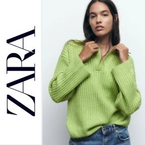 Zara green knit pullover sweater small